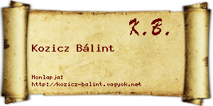 Kozicz Bálint névjegykártya